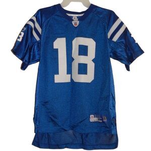 REEBOK boys large 14-16 blue #18 Manning Colts jersey shirt